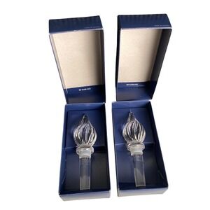 Towle Full Lead Crystal Twist Bottle Stopper Set of 2 Austria Clear Flame 884